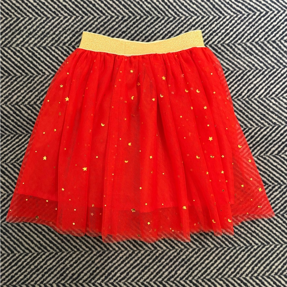 Red Starry Tulle Skirt, size 4T